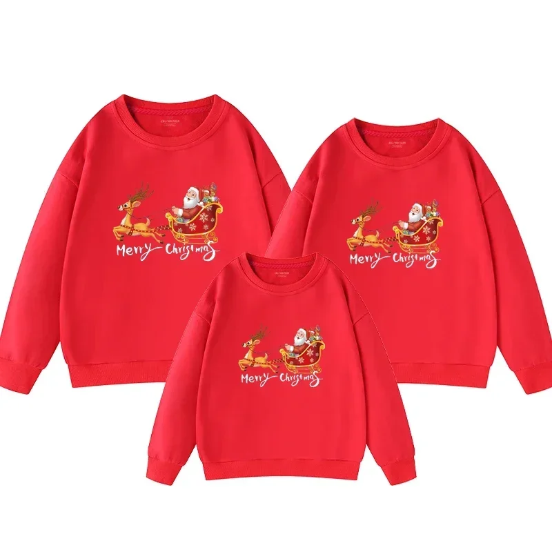 

2024 Winter Mom Daughter Tops Christmas Trees Santa Printed Shirt Family Matching Outfits Dad Son Sweatshirts Couple Pullovers