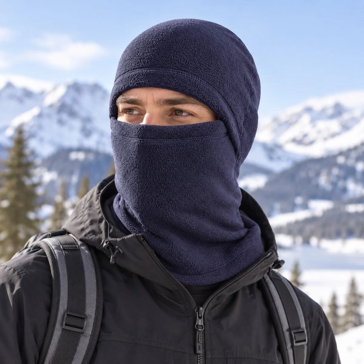 Cycling Cap Fleece Full Face Warm Cover with Eye Opening Extended Neck Autumn Winter Pullover Unisex for Outdoor Climbing Skiing