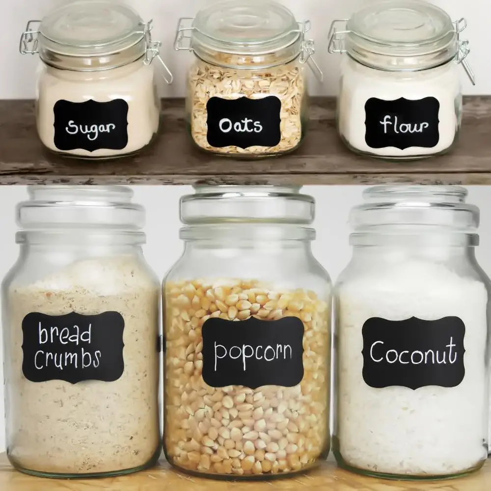 Set Waterproof Chalkboard Kitchen Spice Label Stickers Home Jars Bottles Tags Blackboard Labels Stickers With Marker Pen