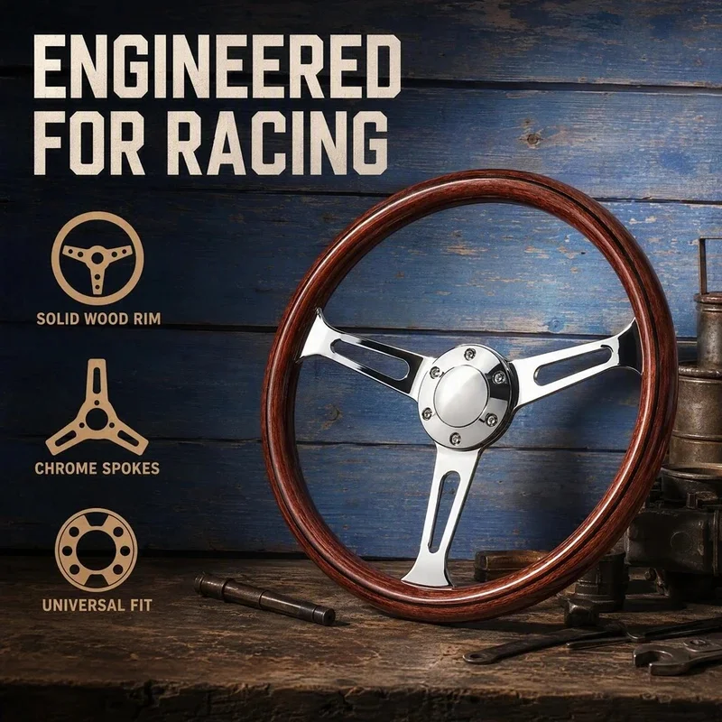 High Quality Vintage Racing Steering Wheel With Round Hole Bracket For Motorsport Modification Interior Accessory