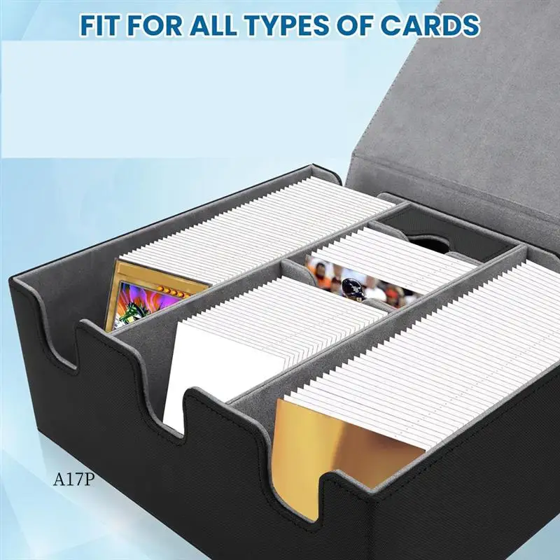 

AP-Card Storage Box For Trading Cards, Magnetic Closure TCG Storage Box For MTG, Yugioh, And Sports Cards Easy To Use Black+Gray