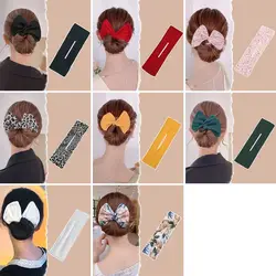 Cinta para el pelo de 3 piezas para mujer, accesorios para el cabello con estampado de moño, soporte para cola de caballo, diadema Multicolor, rizador