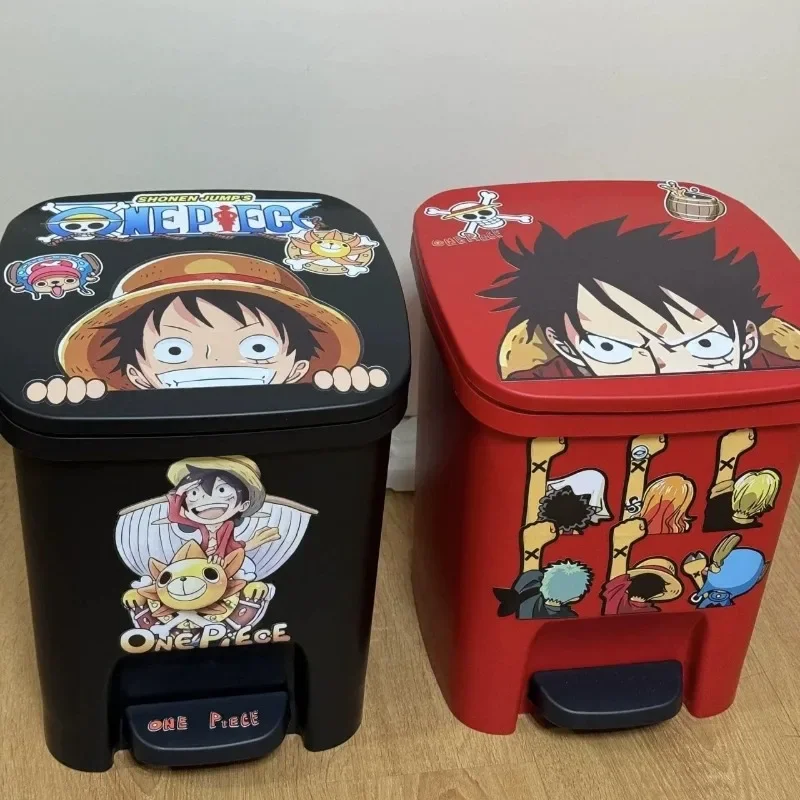11L One Piece Anime que rodea Luffy negro rojo cubo de basura de gran tamaño para el hogar lata de almacenamiento creativa de gran capacidad al por mayor