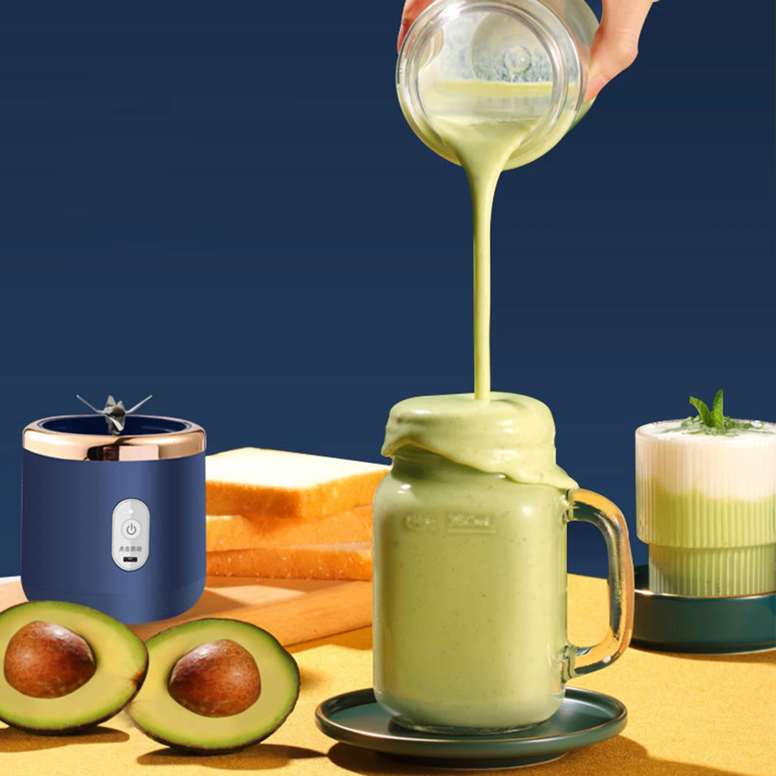 1pc Tragbare Kleine Elektrische Entsafter Blau/Rosa Edelstahl Klinge Tasse Entsafter Obst Automatische Smoothie Mixer Küche Werkzeug
