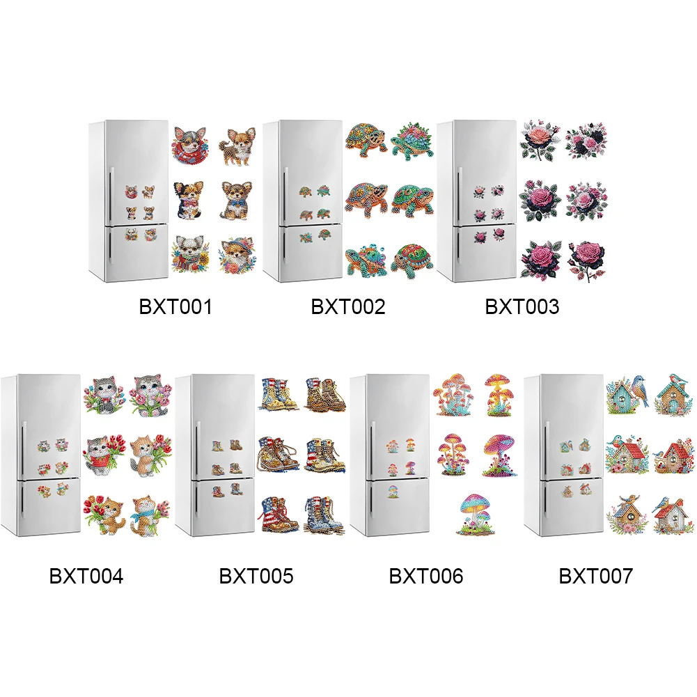 

6Pcs Acrylic Diamond Art Refrigerator Magnet Crystal Sparkling Diamond Magnets Set for Refrigerator Mailbox Decor