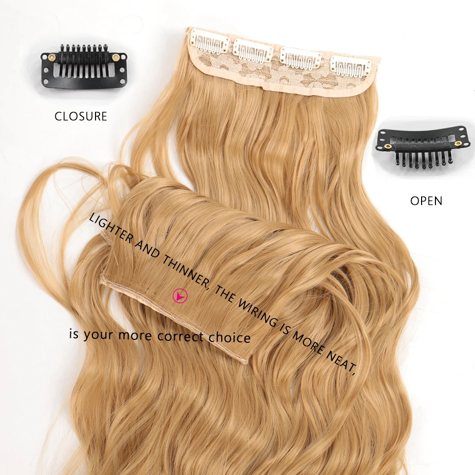 AOSI Synthetic Hair 16 Clip In Hair Extension Clip For Women 4Pcs/Set Hair Extension Clip In Ombre Fake Hairpiece Long Wavy