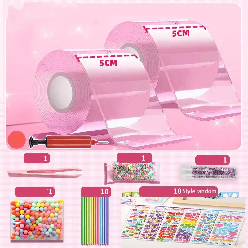 PET Nano Tape Tape Sticker Set Handmade Balloon Material Set Bubble Blowing Decompression Toy Stickers Gift No Toxic Adhesive