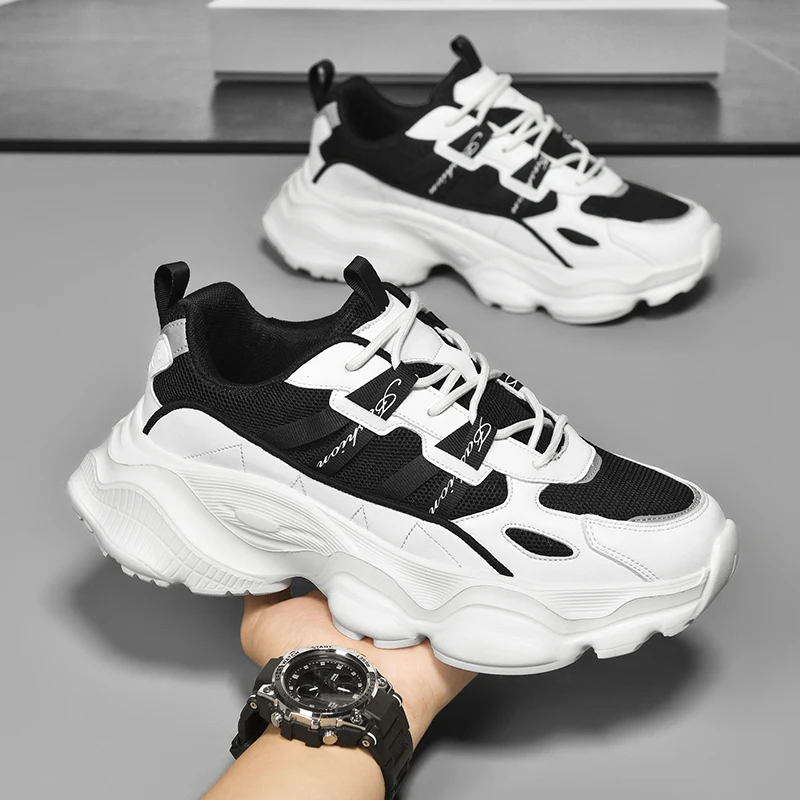 2026 New Men's Chunky Dad Sneakers, Thick Sole Elevated Casual Shoes, Outdoor Breathable Anti-Slip Durable Running Footwear