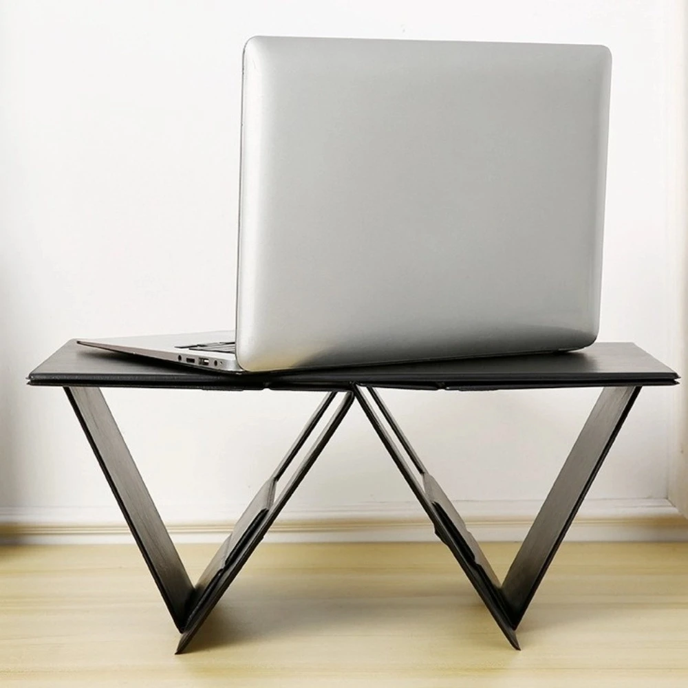 

6-in-1 Function Foldable Laptop Stand PU Leather Surface Ultra-Thin Profile Laptop Desk Portable Adjustable Computer Support