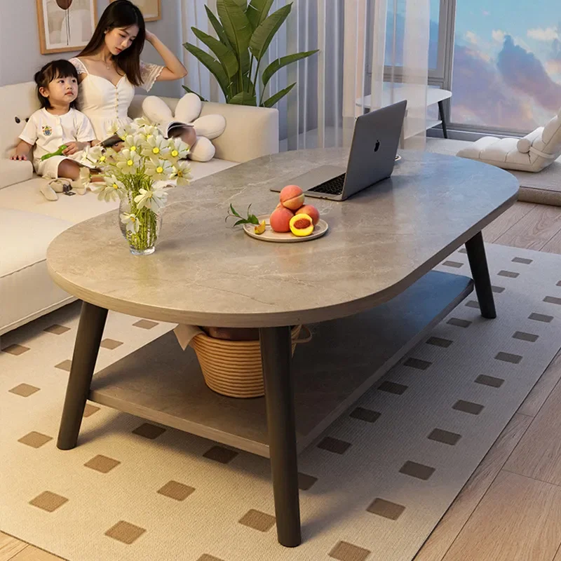 for Coffee Table Living Room Household Small Apartment Simple Rental House Bedroom New Simple Round Solid Wood Foot Tea Table