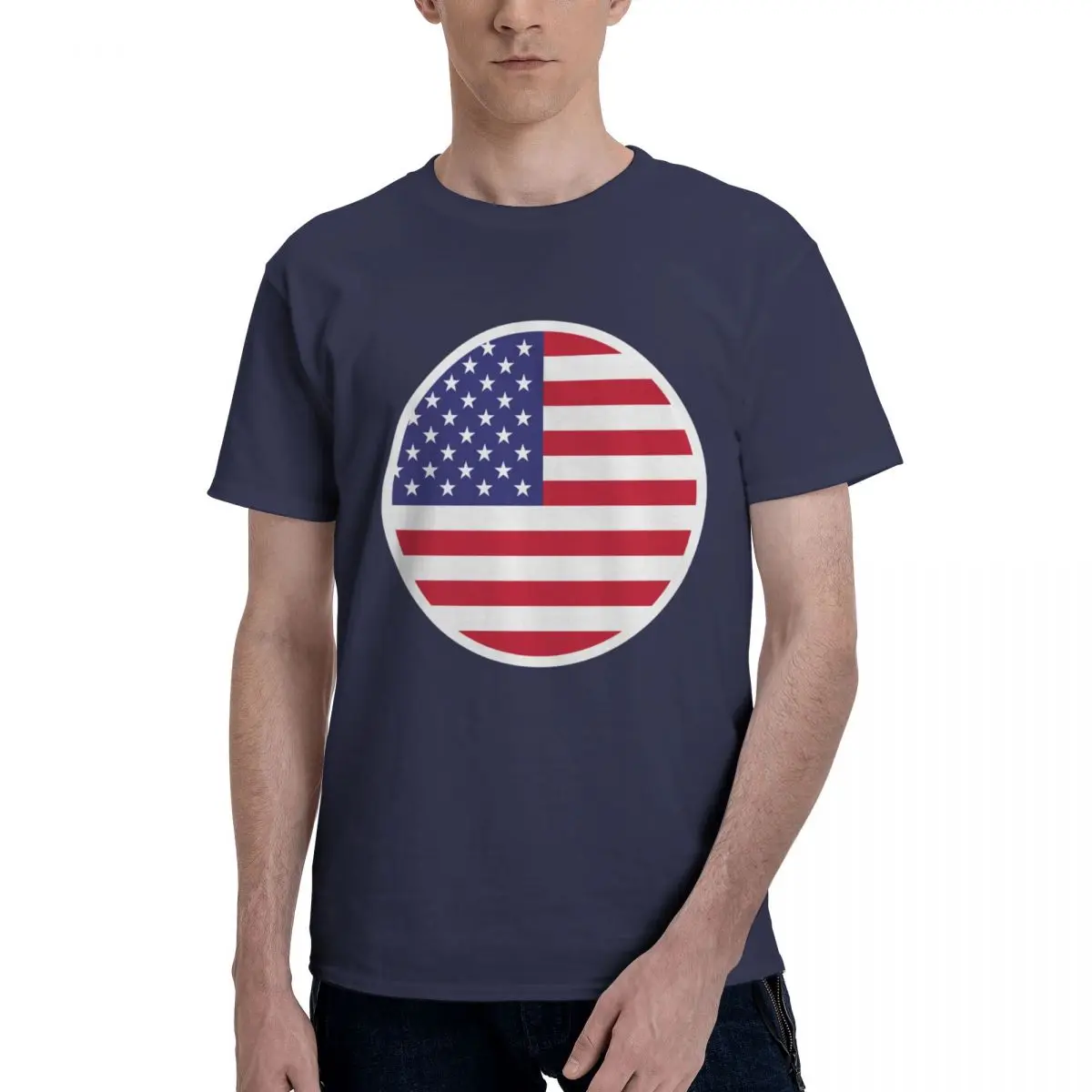 Men's 100% Cotton America 250 Printed Short Sleeve T-Shirt, Funny Geometric Abstract Design, Cool Touch Top for Youth