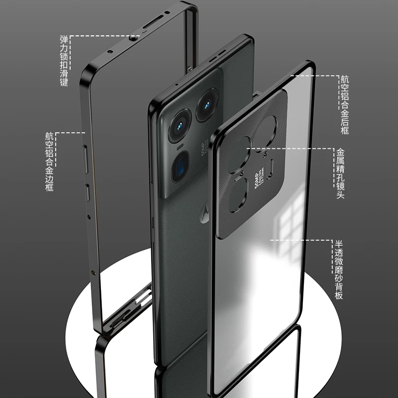 Aluminium Alloy Metal Frame Case For Motorola Edge 50 Ultra Case Matte transparent Acrylic Back Cover For Moto X50 Ultra Bumper