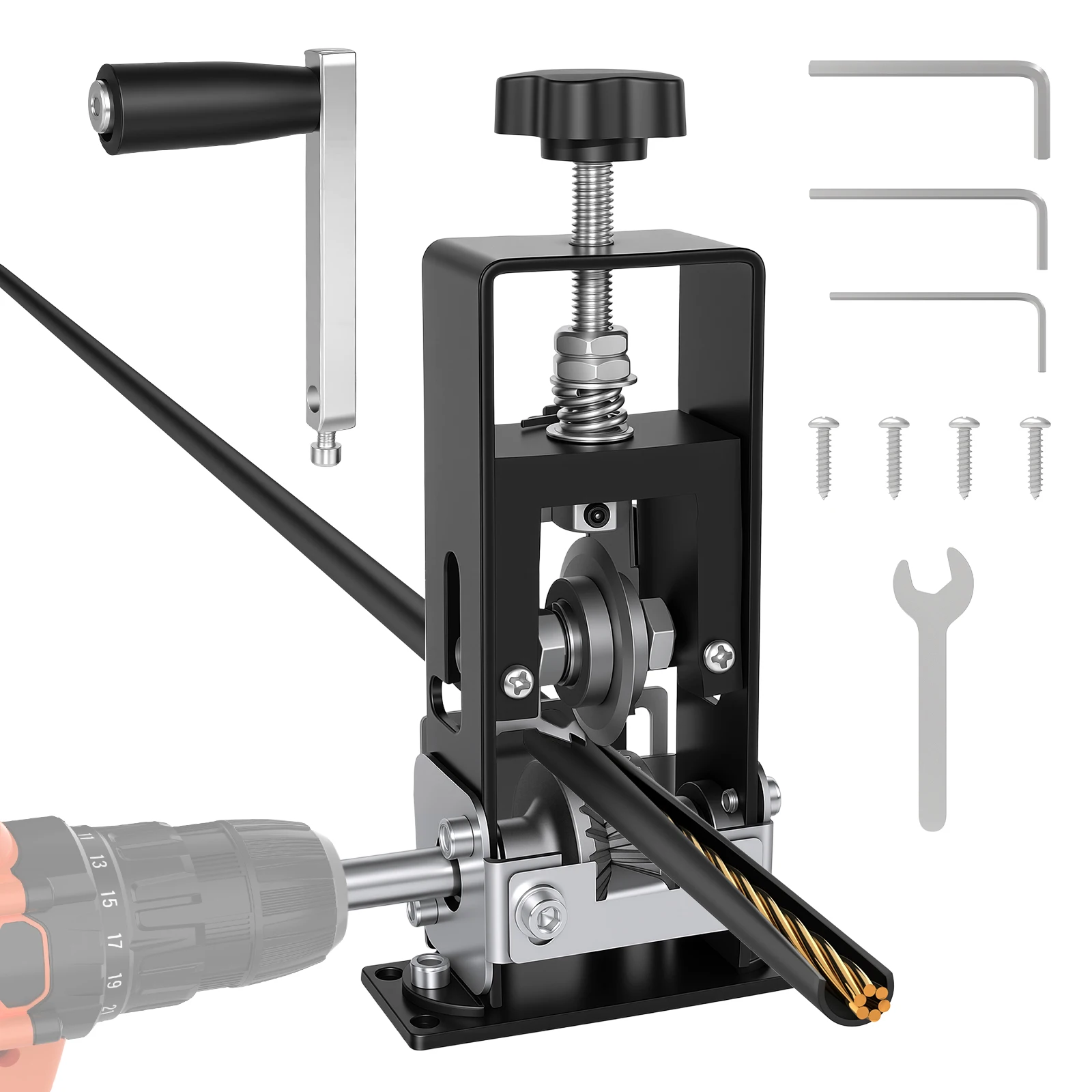 Machine à dénuder les câbles 2-25 mm – Outil manuel de dénudage de câbles avec manivelle ou alimentation par perceuse, machine à dénuder les câbles robuste, dénudeur de câbles fixe ou amovible pour le recyclage des déchets de cuivre