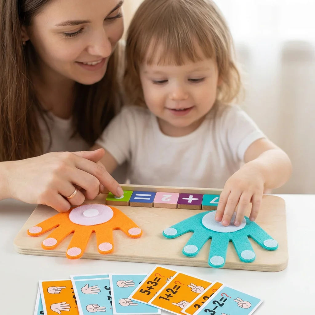 

Wooden Finger Counting Math Toy for Toddlers - Montessori Number Learning Puzzle Board. Subtraction Manipulatives