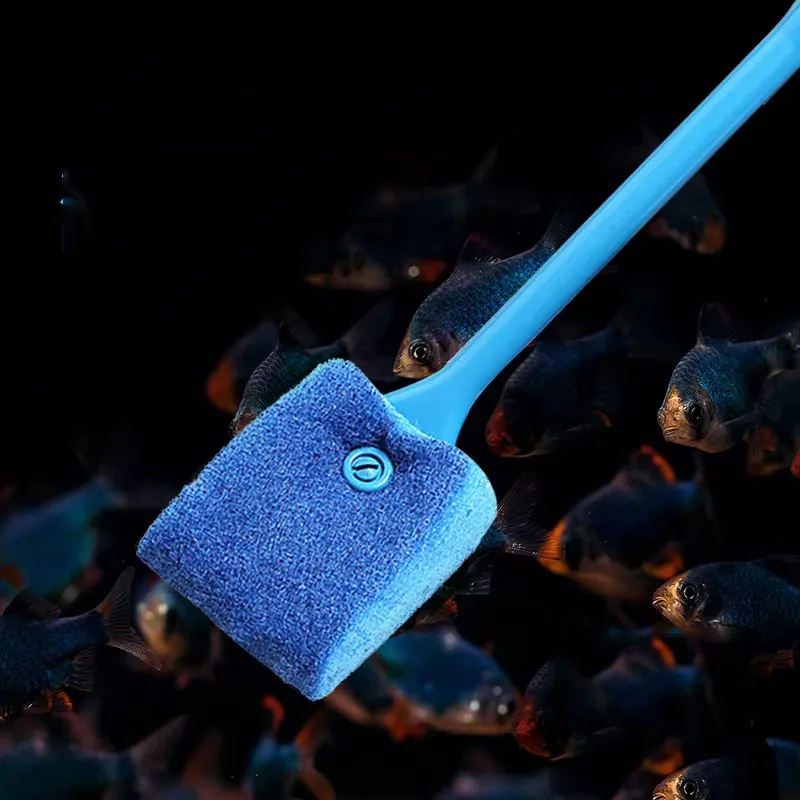 Brosse de nettoyage pour aquarium, brosse à éponge à long manche, outil de nettoyage pour aquarium pour éliminer les algues tenaces