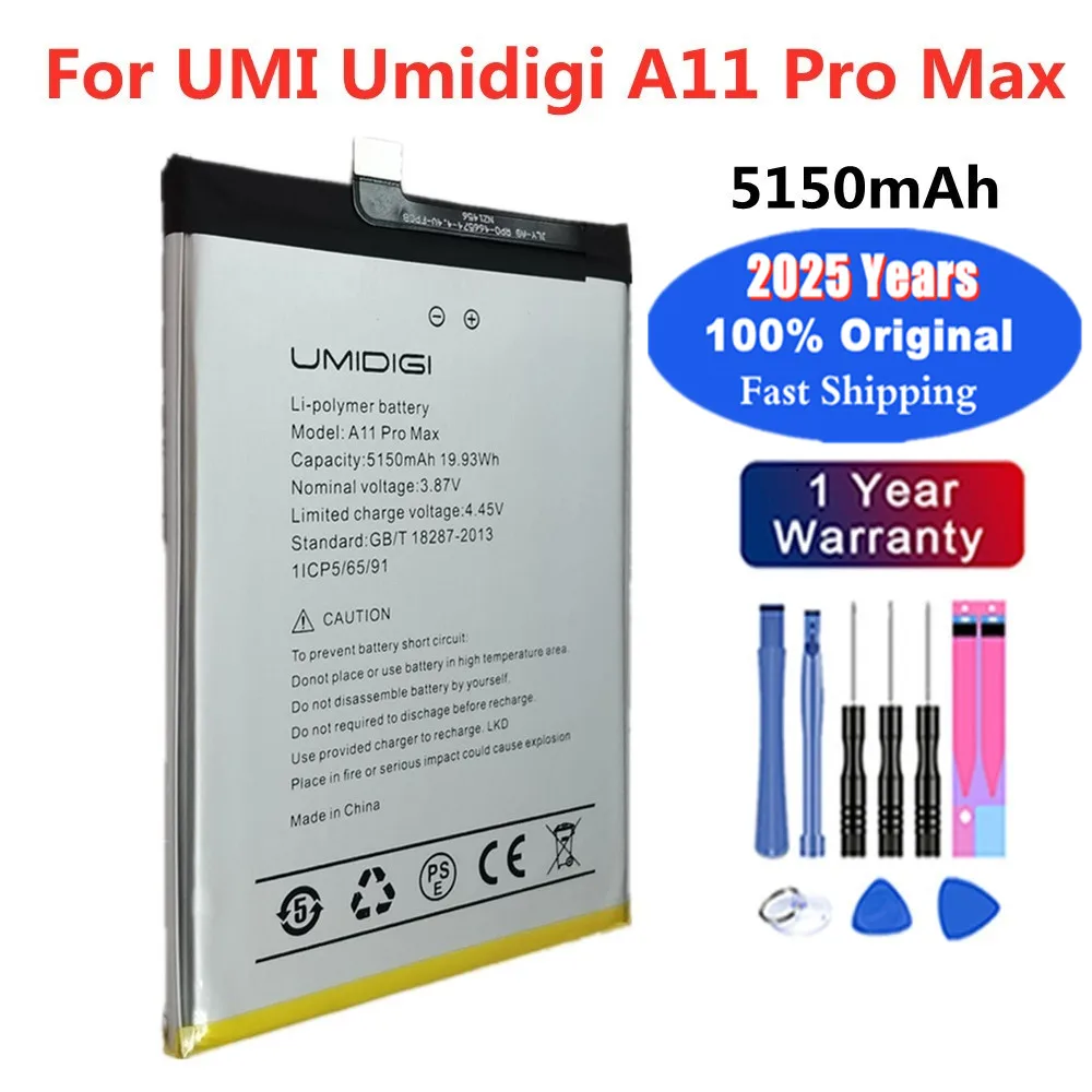 2025 Years 100% Original Phone Battery A11Pro Max For UMI Umidigi A11 Pro Max 5150mAh Phone Battery Bateria In Stock + Tools