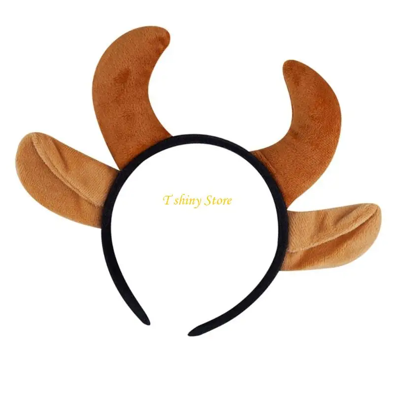 N58F Teufel Hörner Haarband mit weichem Stoff für Halloween -Cosplays bequem Unisex Kopfstück Party Theme Dekoration