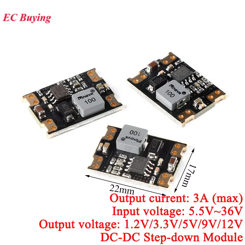 5Pcs/1pc DC-DC Step Down Buck Power Supply Module DC 5.5V-36V input to 3.3V 5V 12V Output 3A 8W Converter High Power Board