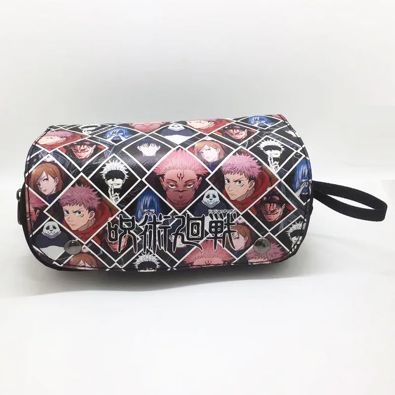 Bandai Jujutsu Kaisen Itadori Yuji Double Zipper PU Pencil Case Geto Suguru Waterproof Flap Velcro Pencil Case Study Stationery