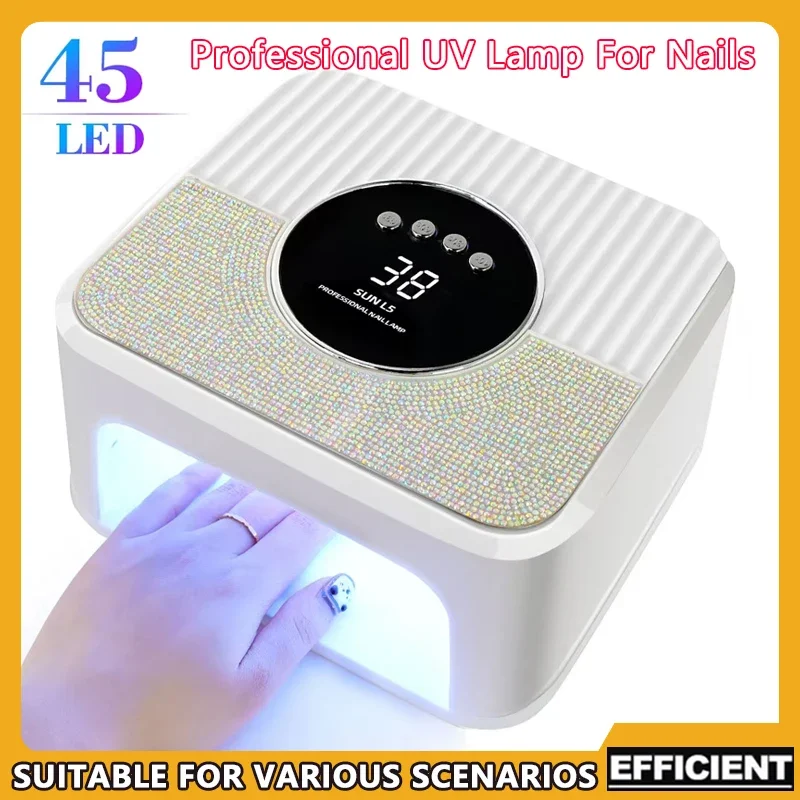 

45LED UV Nail Lamp for Gel Curing with LCD Smart Screen High Power Nail Dryer with Removable Base Pedicure Tool for Home Use