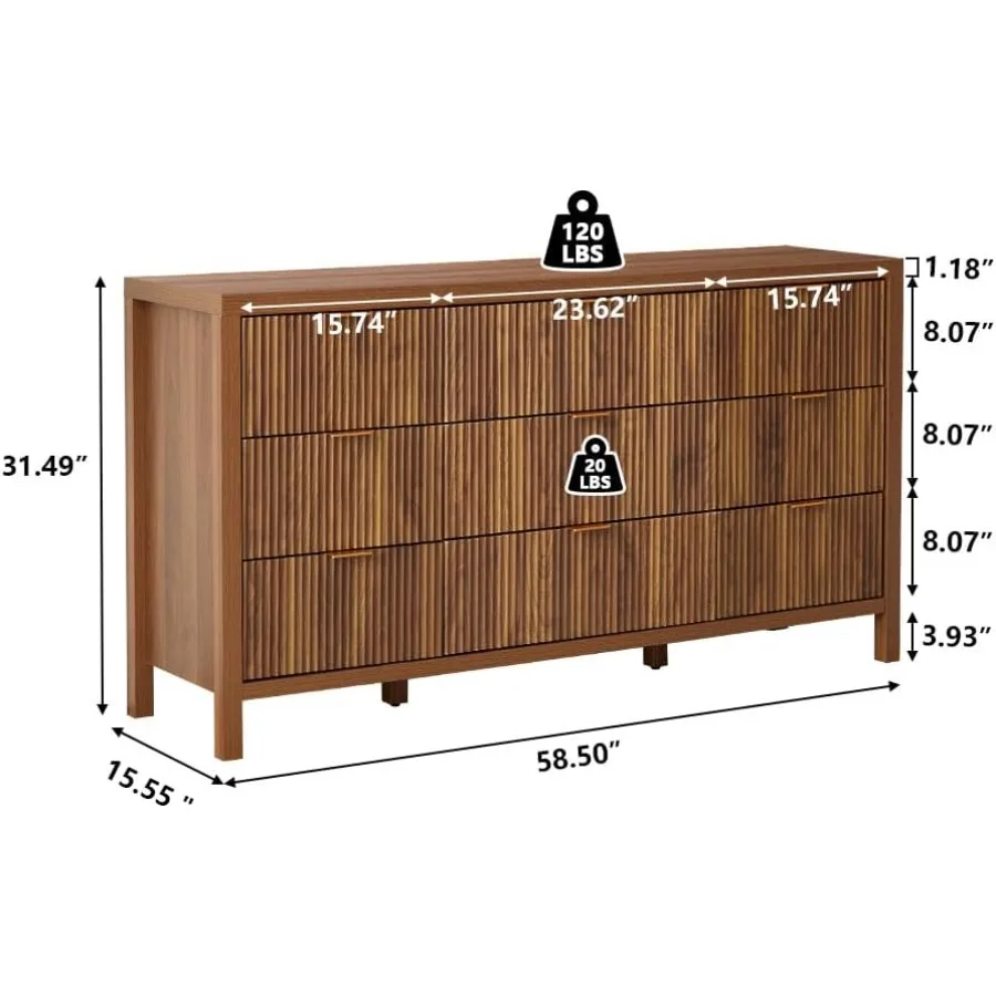 خزانة خزانة ذات 9 أدراج منضدة طويلة مع أدراج وخزانة تخزين للمزرعة وخزانة من الخشب الصلب وحامل تلفزيون في منتصف القرن #3