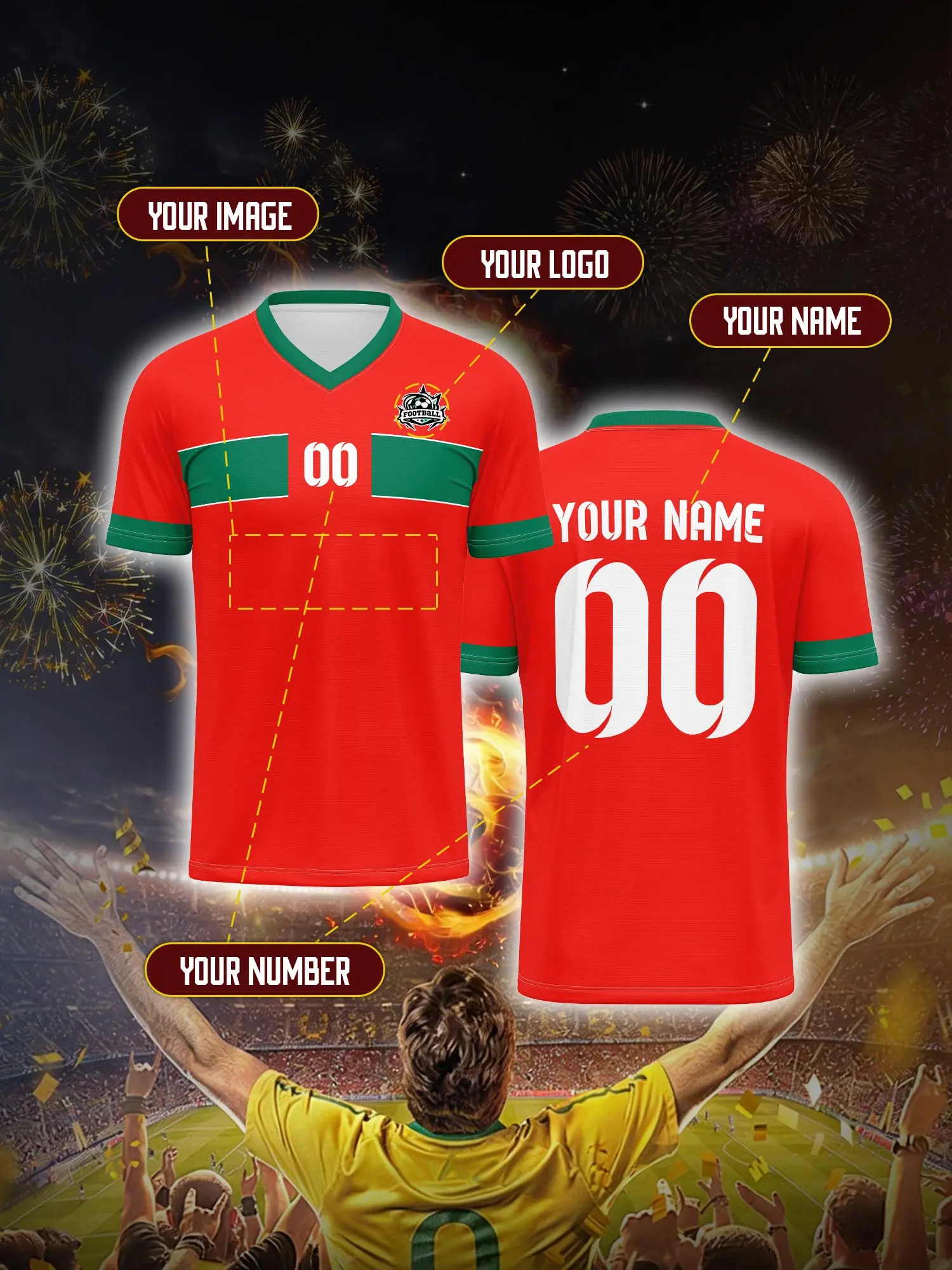 Custom Soccer Jersey With Custom Image, Number And Name, committed athlete training session performance gear