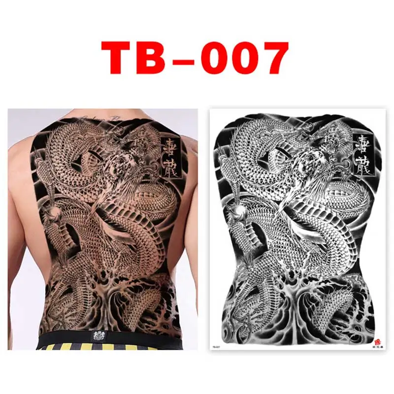 Full Back Large Temporary Tattoo Sticker Men\'s Lion King Snake Dragon Ganesha Tiger Body Woman Waterproof Fake Tattoo Art