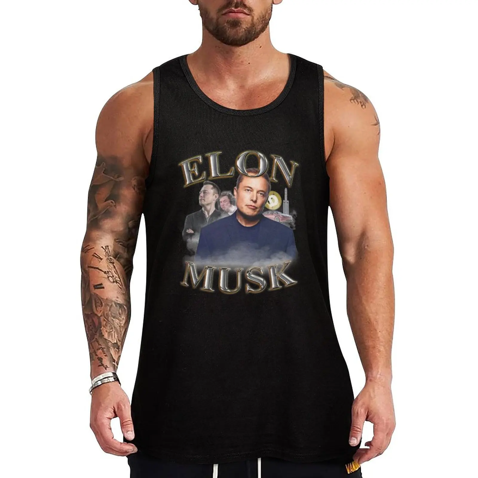 Elon musk vintage hip hop design Tank Top Male vest Men's gym