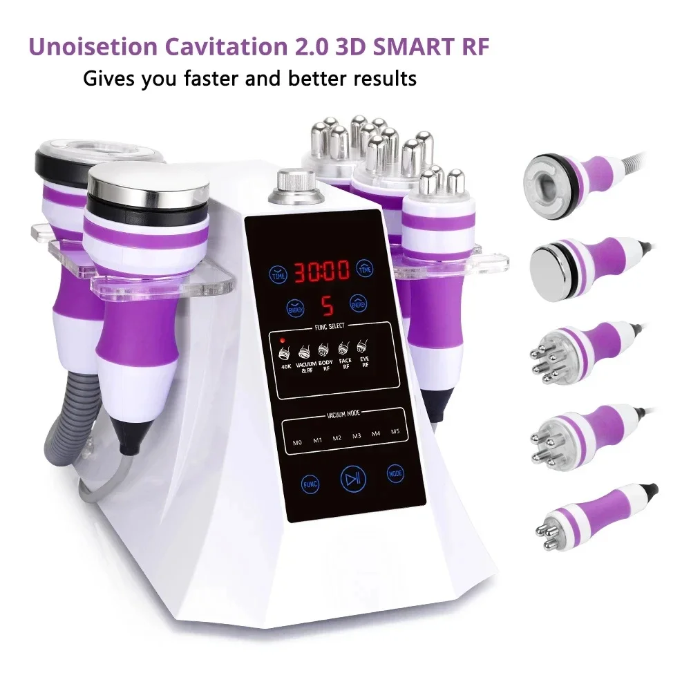 Hot-selling 5 in 1 Multipolar r  f ski Tightening Vacuum 40K Cavitation Ultrasonic Celliute Slimming Spa Machine 2024