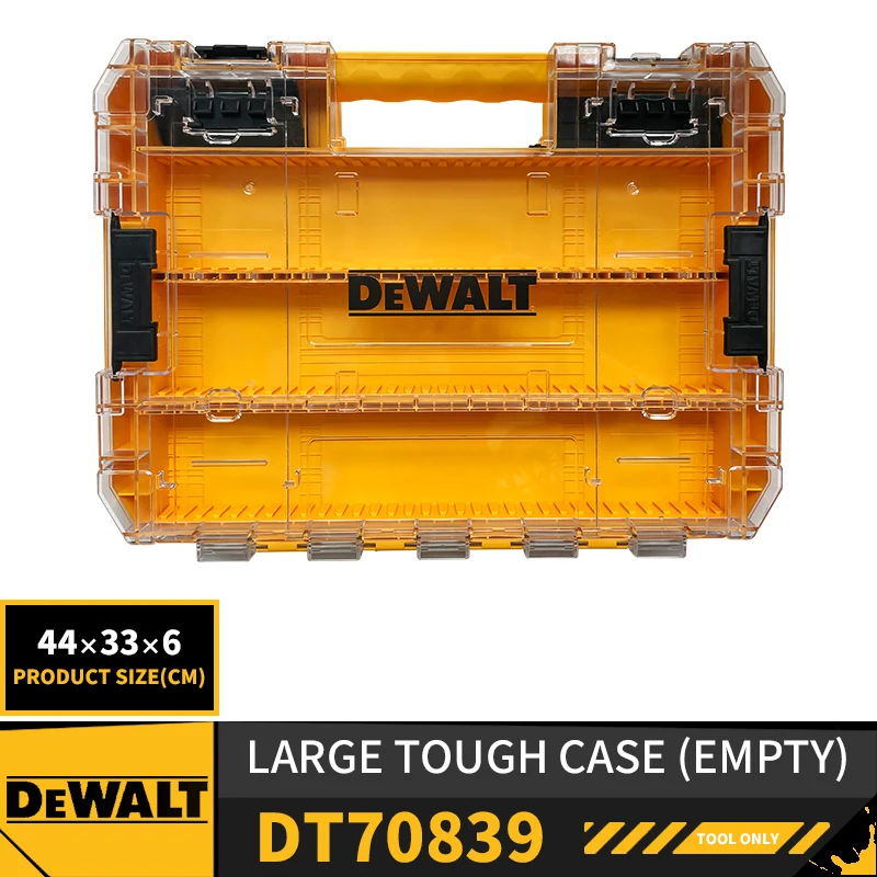 DEWALT DT70839 Tough Case (Large) with Divider Organizer Tool Box Transparent Lid Screws Bits Accessory Stacking Storage Case