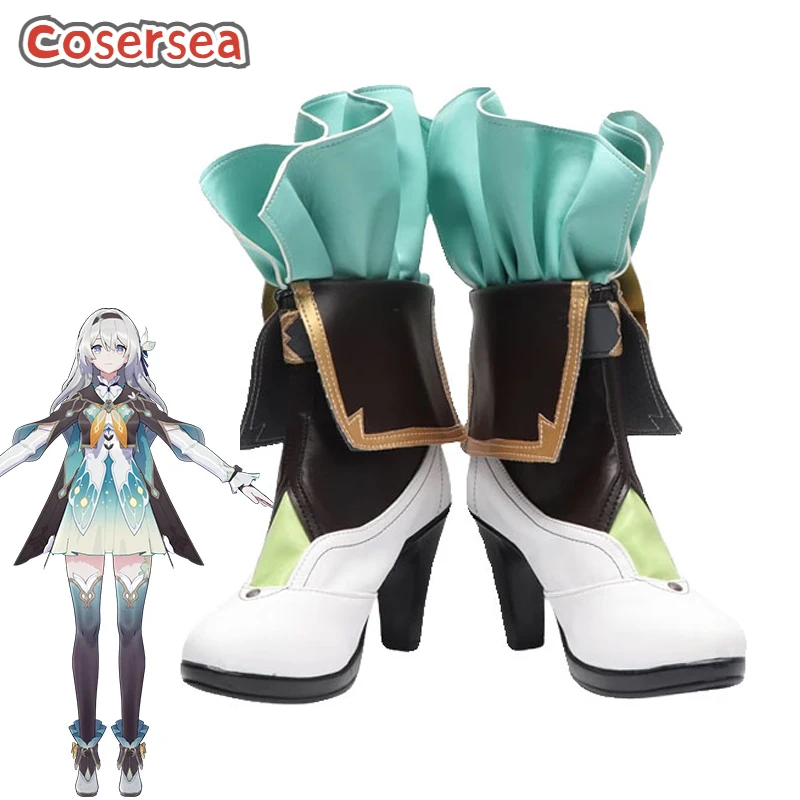 

Cosersea Firefly Cosplay Shoes Game Honkai: Star Rail Firefly High Heel Women Shoes Halloween Party White PU Leather Cos Shoes