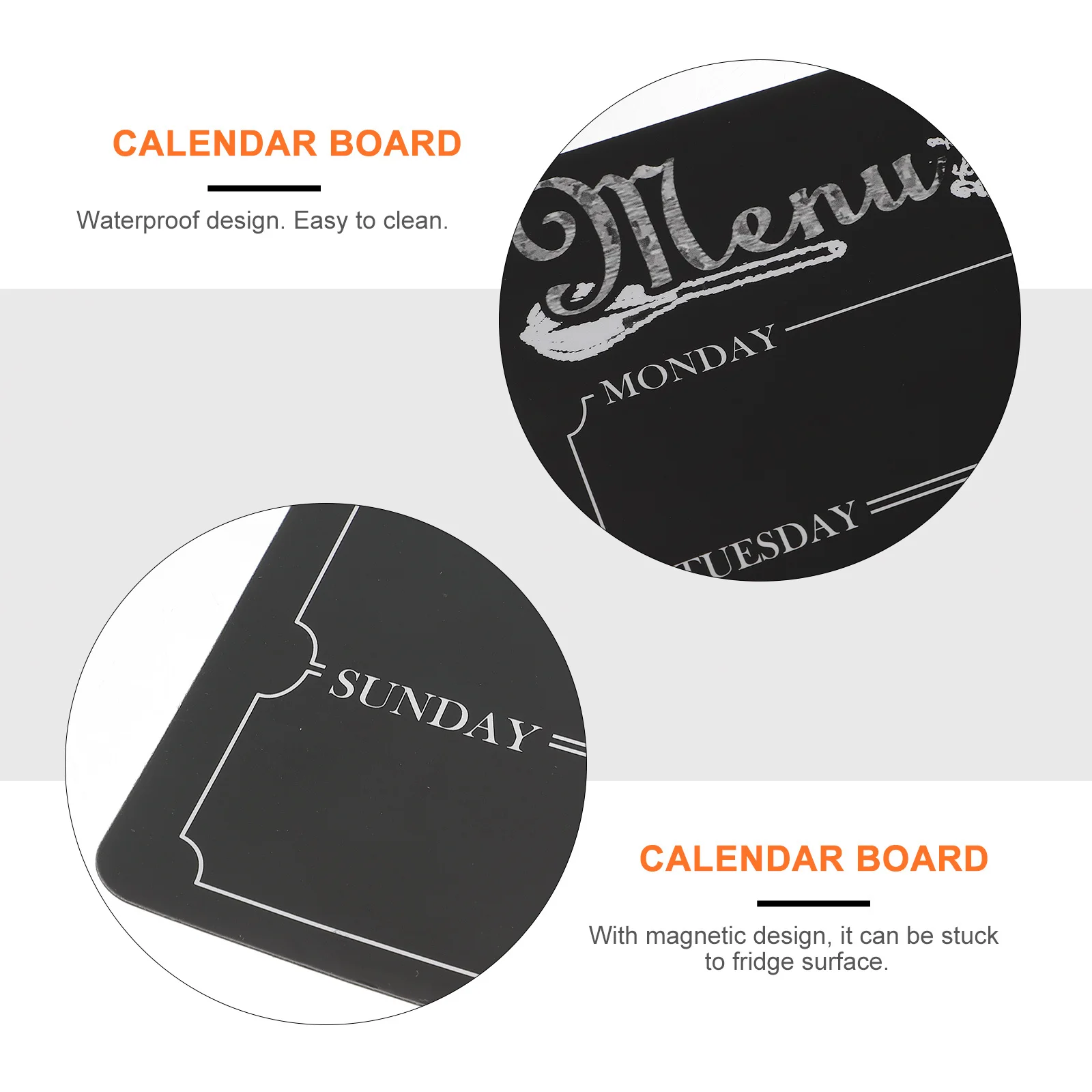 لوحة قائمة الثلاجة المغناطيسية السوداء القابلة لإعادة الاستخدام، جدول أسبوعي، مخطط ملاحظة، منظم التقويم، لوحة الثلاجة المغناطيسية