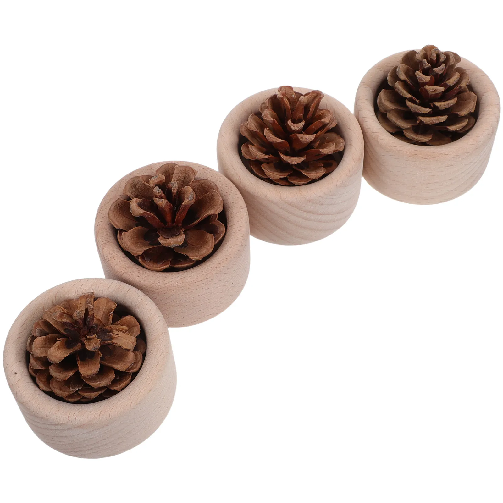 

Набор из 4 деревянных безводных аромадиффузоров-цилиндров для эфирных масел: компактный освежитель воздуха для спальни, офиса, комнаты для йоги