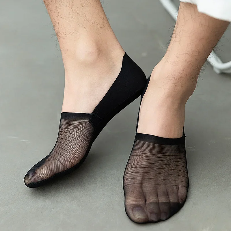 Men's Boat Socks Summer Ultra-thin Mesh Breathable Low Cut Ankle Sock Slippers Silicone Anti-slip Invisible No Show Socks Men