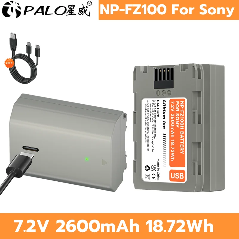 

PALO NP FZ100 NP-FZ100 np FZ100 Battery+USB Port Fast Charging for Sony A7m3 A7R4 A7M4 a9 A9M2 a7R III a7c a7iv III ILCE-9 A6600