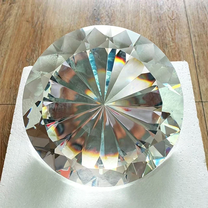 Huge Big Size 11.8 Inch Diameter Crystal Diamond Stone Drawing Room Lobby Fengshui Decor Diamond Statue Crystal Craft Gifts