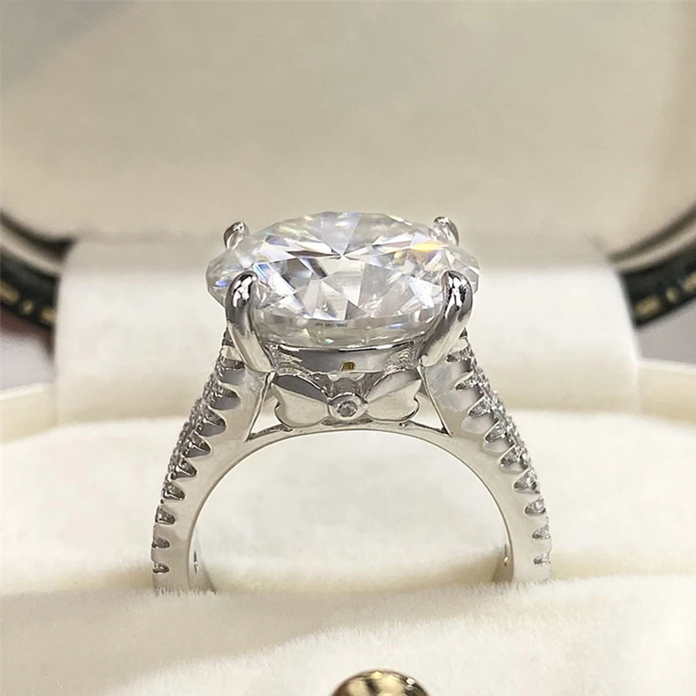 Houtros D VVSI 10 CT Moissanite fede nuziale per le donne 925 Sterling Silver placcato oro 18 carati da sposa con fascia di diamanti gioielli di