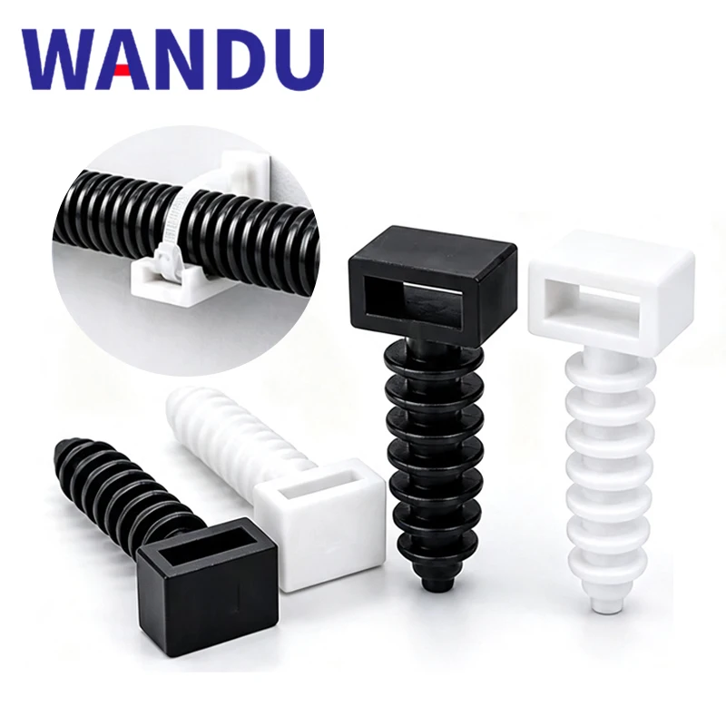 100pcs Nylon Cable Tie Holder Zip Tie Mount Push-in Rivet Type Inserting Fixed Seat Hose Support Plastic Electric Wire Holder