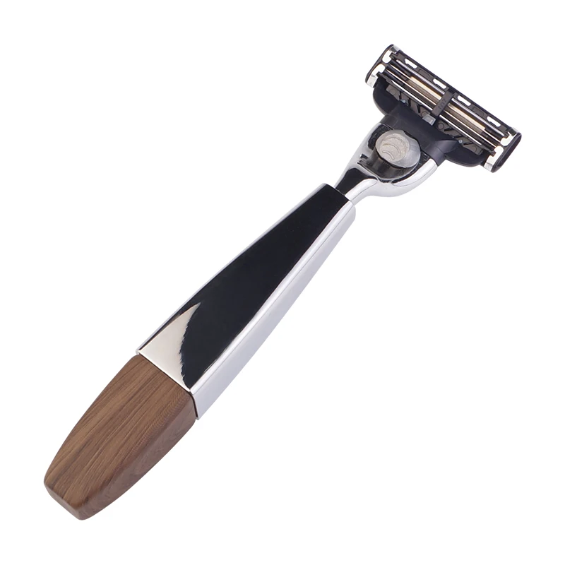 High Quality Badger Hair Shaving  Brush，  Shave Stand and 3 Blade Razor Metal Men shaving set for men shave