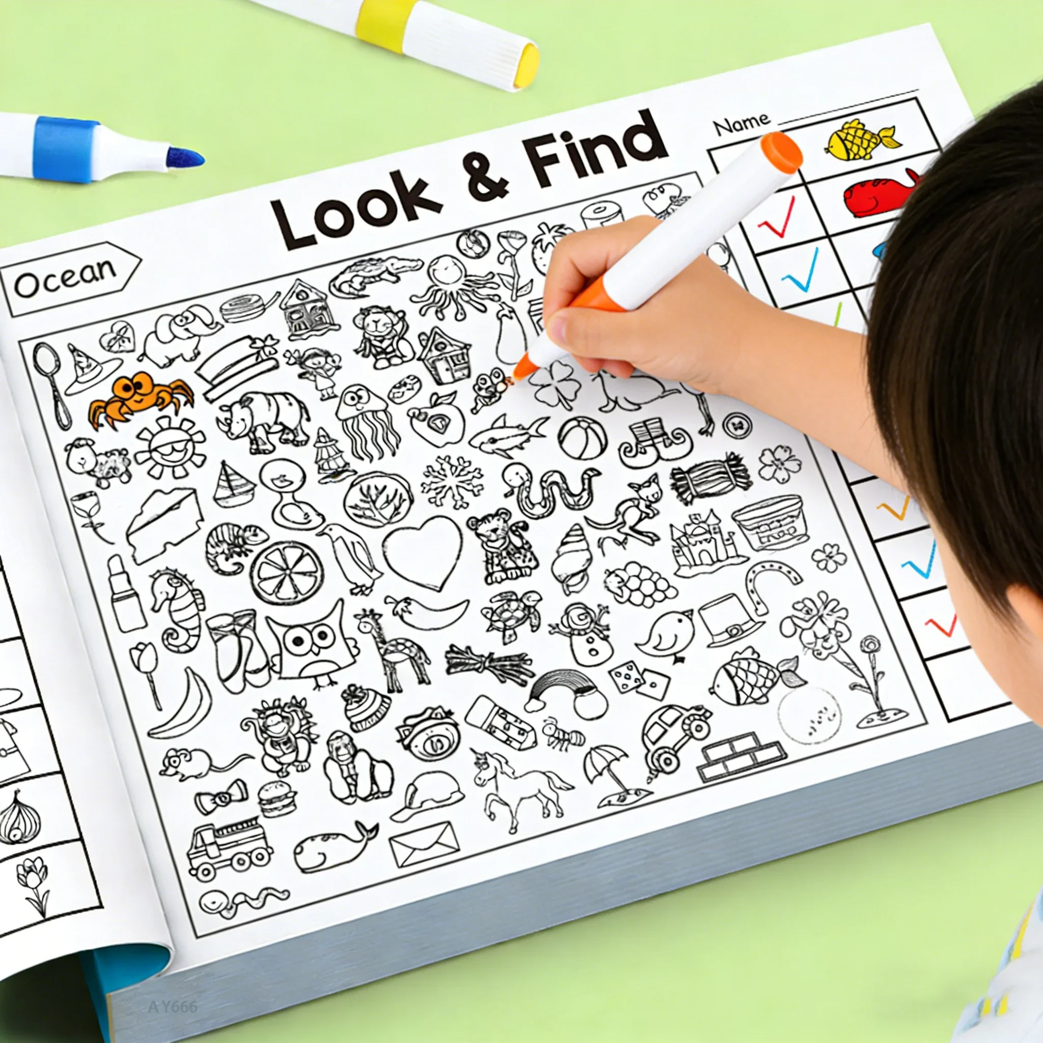 Kids Hidden Object Coloring Book Interactive Educational Matching Game Kids Early Learning Activities Enhance Visual Perception