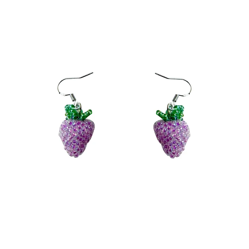 Słodkie letnie koraliki z muszli dzikie jagody łańcuszek do obojczyka ręcznie tkane kolczyki z owocami naszyjnik — zdjęcie 7