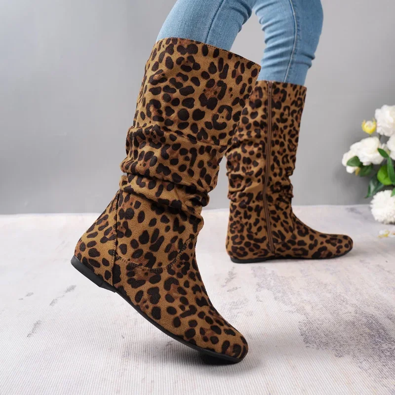 Autumn Winter New Plus Size Flat Shoes for Women Fashion Side Zipper Women\'s Thigh High Boots Vintage Casual Ladies Riding Boots