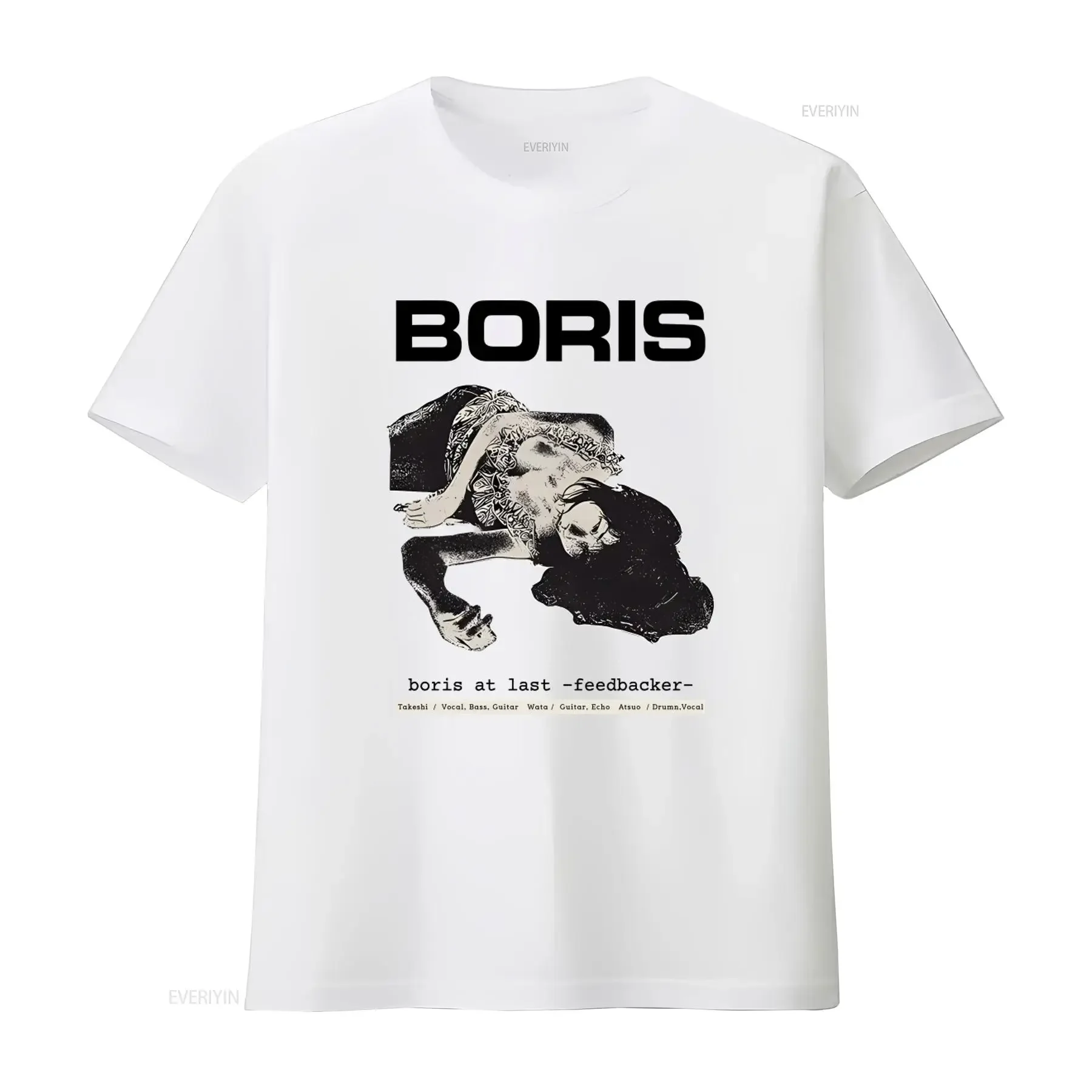 Boris At Last Feedbacker Psychedelic Rock Noise Band T shirt for  vintage Washed Versatile Unisex graphic fashion