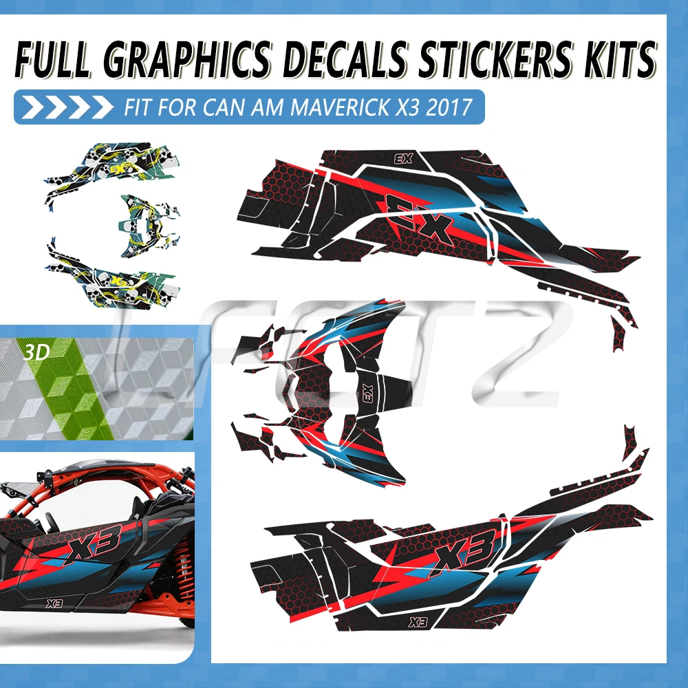 Fit for Can-Am Can Am Maverick X3 2017 2018 2019-UP 2 Door UTV Graphics Decoration Kits Body Fairing Protector Stickers Custom