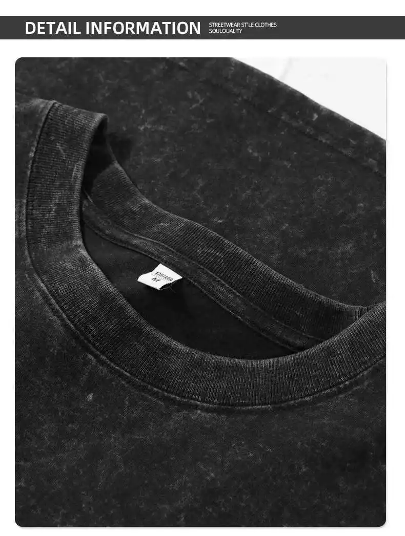 2025 High Quality New Men's Vintage Washed Short Sleeve T-Shirt 230g Casual round Neck Fashion Top