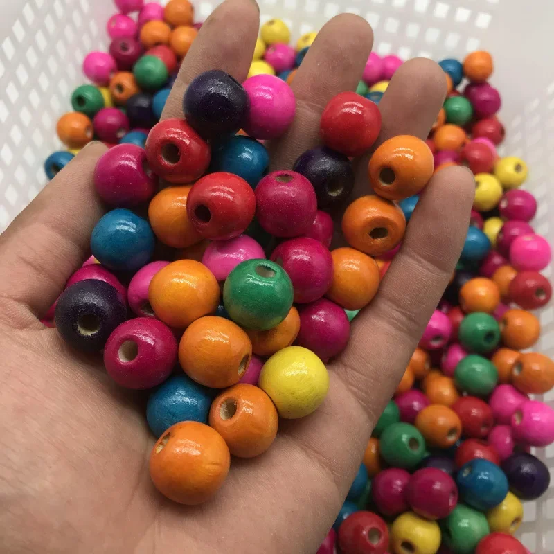 Colorful Round Wooden Spacer Beads 6-16mm Eco-Friendly Loose Wood Bead For Baby Handwork Toy DIY Jewelry Making Accessories