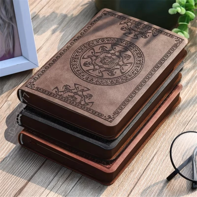 Vintage Embossed PU Leather Notebook, 140 Pages Personalized College Lined Design Notebook with Bookmark,Journal Gift Stationery