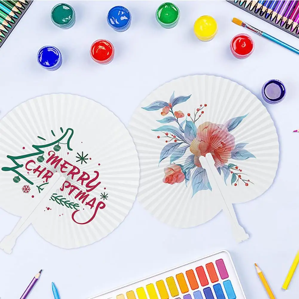 Diy Paper Fan Set of 5 Love Heart Folding Fans Diy White Paper Portable Hand Held Fans for Summer Dance Performances Photo Props