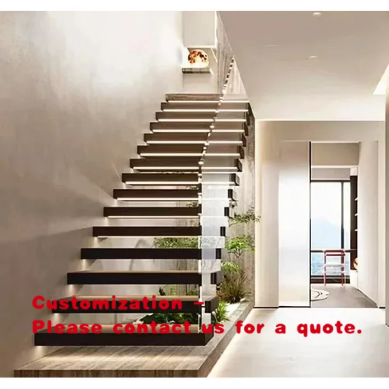 custom.Elegant Modern Straight Staircase Featuring Sleek Minimalist Lines and Open Risers