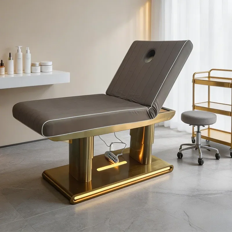 Electric Beauty Bed Folding Massage Table Adjustable Tattoo Dental Treatment Chair Lift Function for Spa Home Use